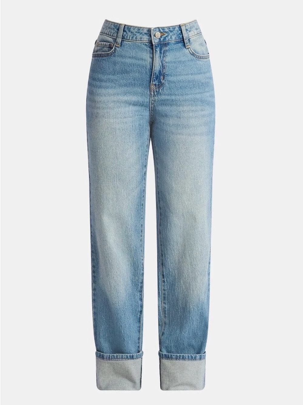 *NWT* Time and Tru High Rise Straight Leg Cuffed Denim Jeans, Size 8 - Picture 4 of 11